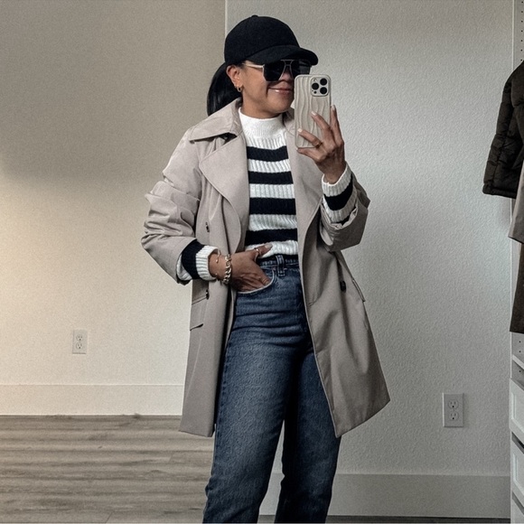 Beige Short Trench Coat (L, XL) - Picture 5 of 9